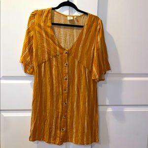 Yellow striped button dress